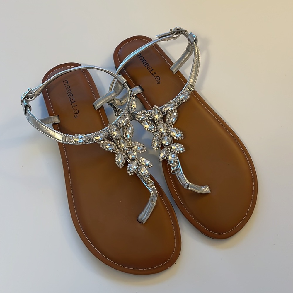 Silver Rhinestone Sandals - Picture 2 of 2